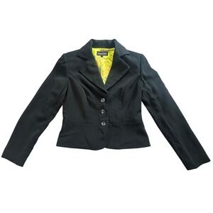 isabel & nina Blazer Womens 6 Black Cropped 3 Button Tailored‎ Jacket Lined Work
